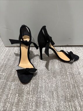 Alexandre Birman NEW Black Suede and crystal Bow Ankle-Tie Stiletto Sandals